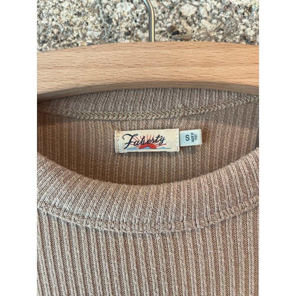 Faherty Ribbed Top Sz S Cream - Picture 3 of 5